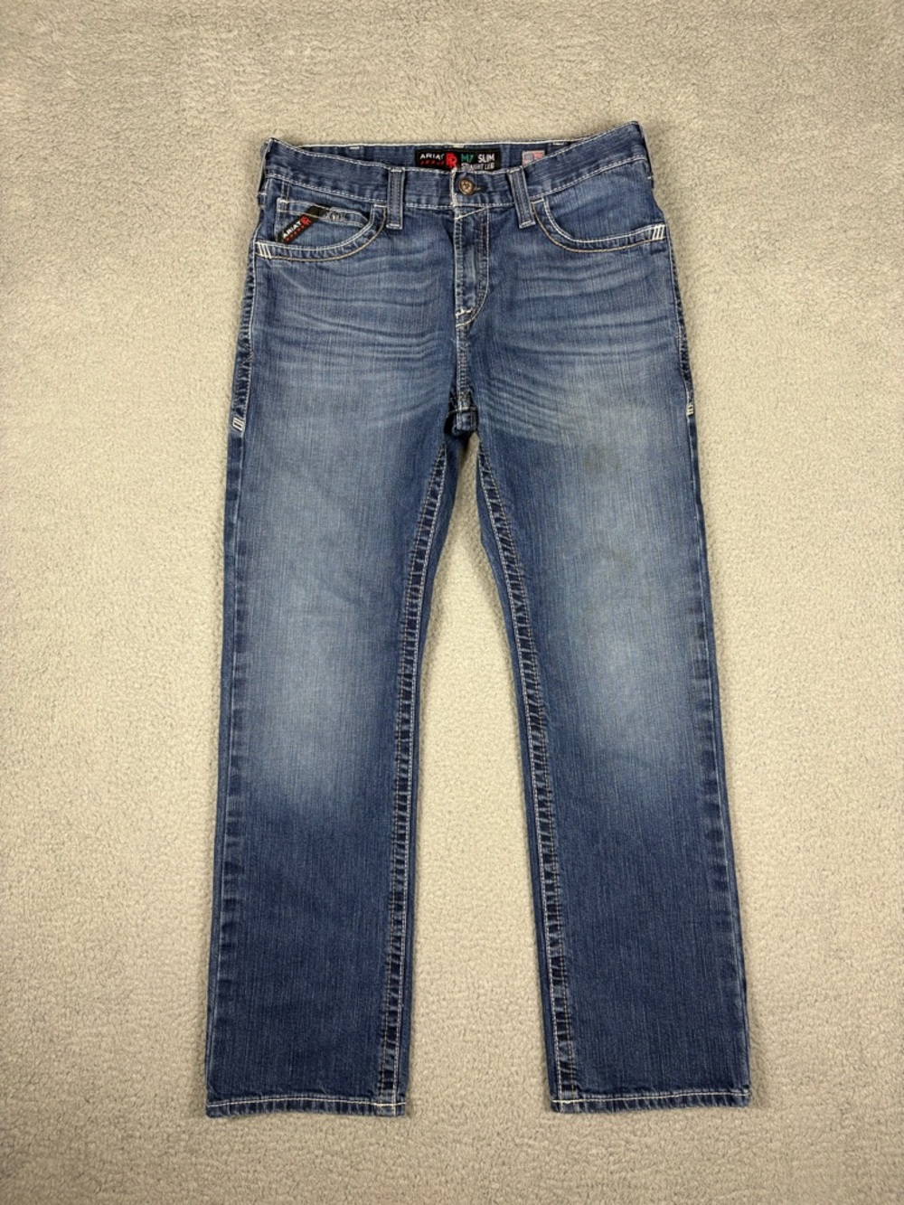 Ariat FR M7 Slim Straight Jeans Men’s 33x32 Blue